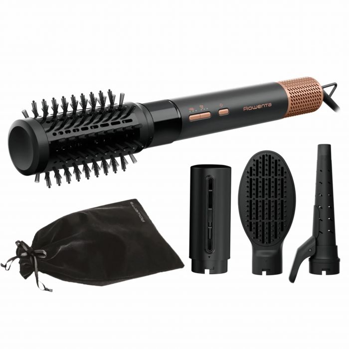 Фен-щітка Rowenta Air Shape, 1300Вт, 3 режими, іоніз-я, хол. обдув, 4 насадки, кераміка, чорно-золотий