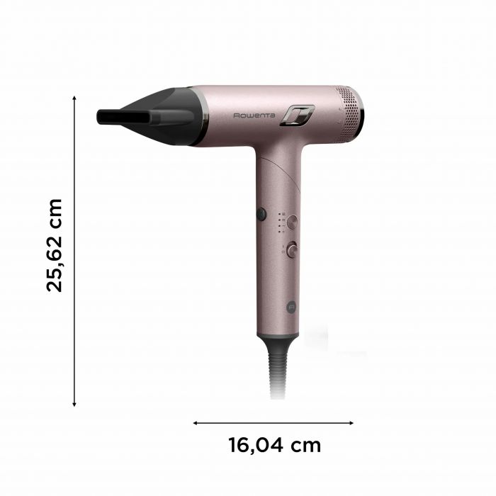 Фен Rowenta T-Shape Maestria Nano Foldable, 1700Вт, 3 режими, іоніз-я, хол. обдув, кейс, рожевий