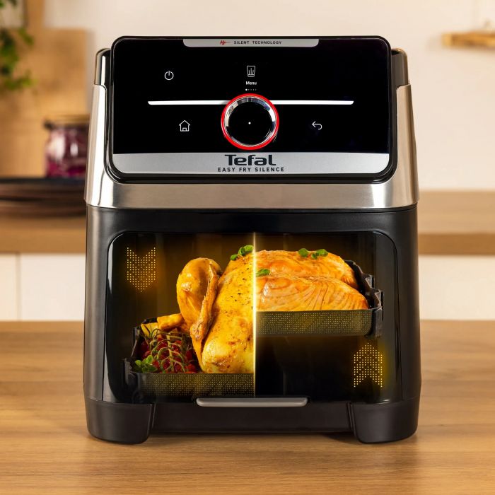 Мультипіч Tefal Easy Fry Silence XXL Smart Vision, 1800Вт, чаша-7л, сенсорне керув., 55 програм, з віконцем, пластик, нерж. сталь-чорний