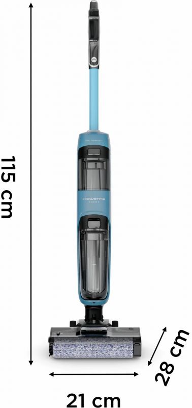 Пилосос Rowenta безпровідний миючий X-Clean 2, 120Вт, конт пил -0.44л, конт для води-0.73л, автон. робота до 35хв, вага-5кг, НЕРА, чорно-блакитний
