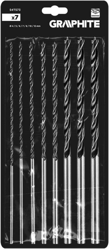 Набір свердел по дереву GRAPHITE подовжене 4-8,10,12х300мм 7шт