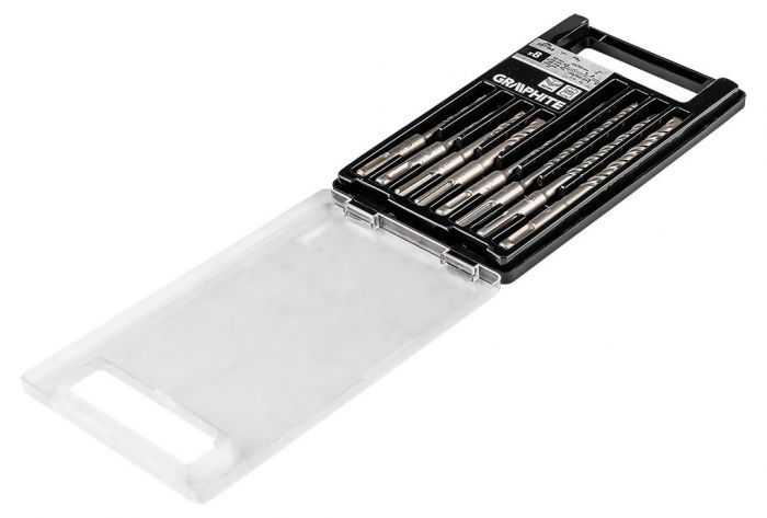 Набір свердел по бетону GRAPHITE SDS Plus 5x6x8х110мм, 5х6x8x10x160мм, кейс, 8шт