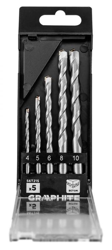 Набір свердел по бетону GRAPHITE 4-10мм, кейс, 5шт