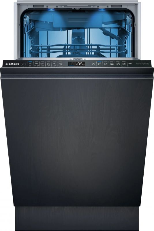 Посудомийна машина Siemens вбудована, 10компл., E, 45см, дисплей, 3й кошик, Zeolith, білий
