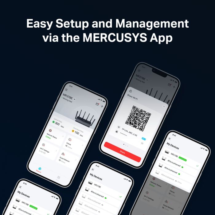 Маршрутизатор MERCUSYS MR37BE BE6500, 2xGE LAN, 1x2.5GE LAN, 1x2.5GE WAN, MESH
