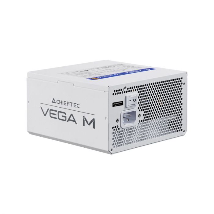 Блок живлення CHIEFTEC Vega M  (850W), >90%, 80+ Gold, 135мм FDB, 1xMB 24pin(20+4), 2xCPU 8pin(4+4), 3xMolex, 6xSATA, 4xPCIe 8pin(6+2), 1xPCIe GEN5 16pin, Fully Modular, White