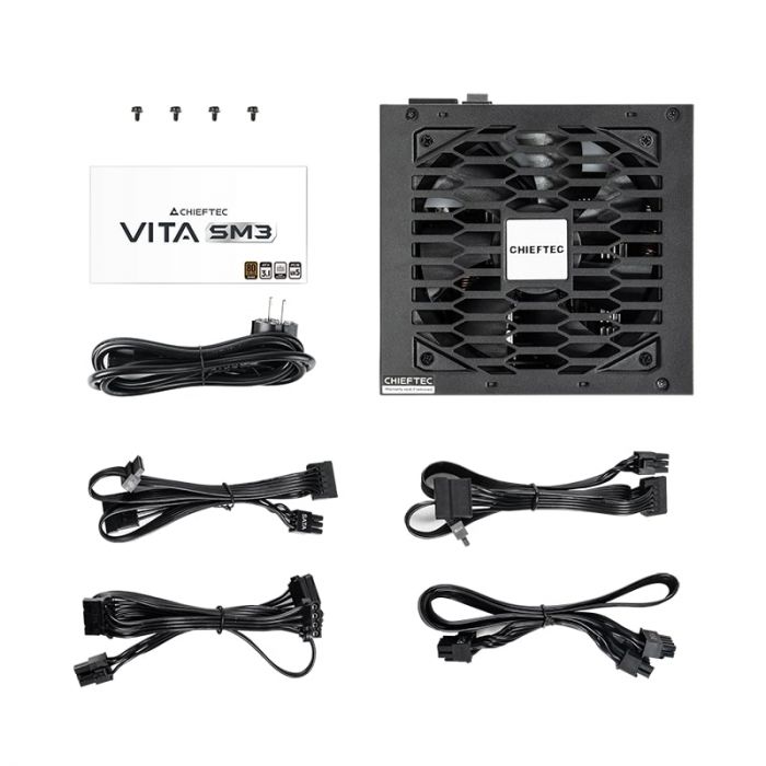 Блок живлення CHIEFTEC Vita SM3  (650W), >85%, 80+ Bronze, 120мм, 1xMB 24pin(20+4), 2xCPU 8pin(4+4), 3xMolex, 6xSATA, 2xPCIe 8pin(6+2), 1xPCIe GEN5 16pin, Modular