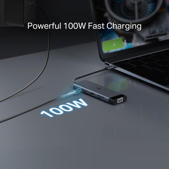Хаб USB TP-LINK UH9120C USB-C > 3xUSB3.0/1xUSB-C/xHDMI/1xRJ45/1xSD/1xmicroSD/1xPD 100Wh