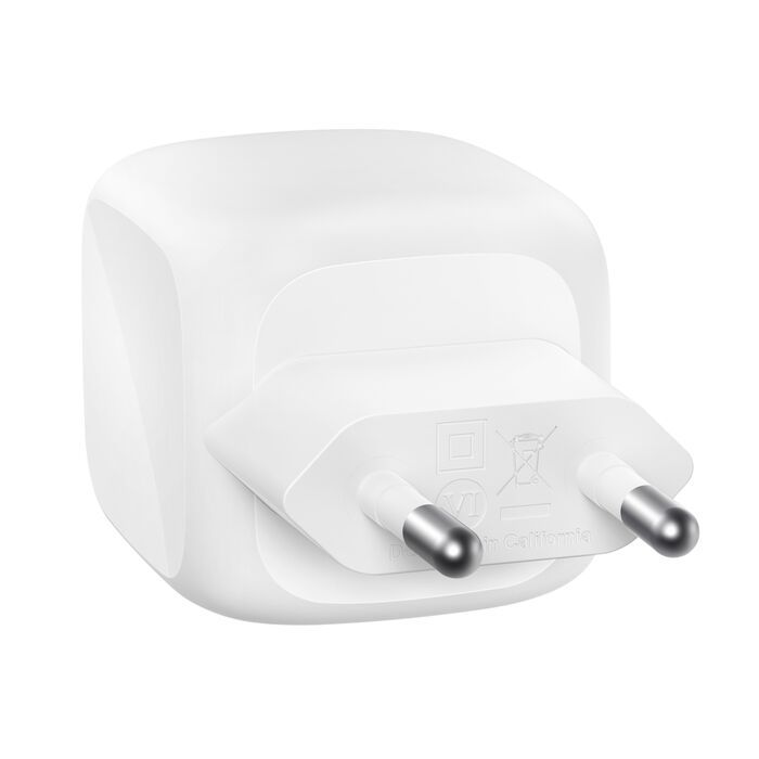 Зарядний пристрій мережевий Belkin 50Вт 2хUSB-С GAN PD PPS, кабель USB-С > USB-C, 1м, білий