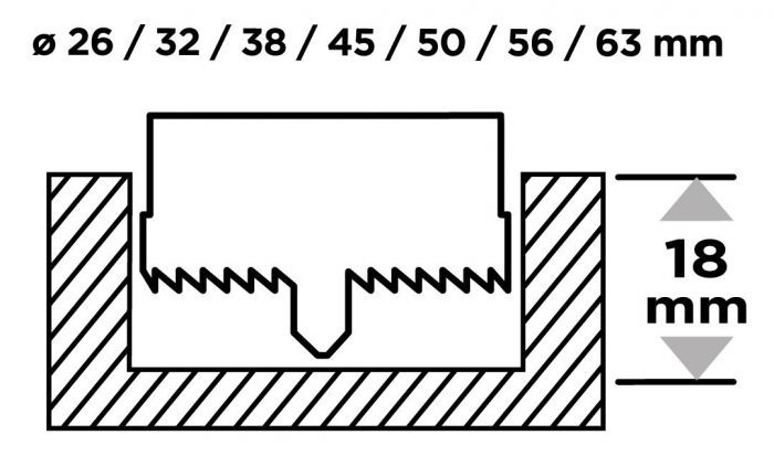 Коронки по дереву GRAPHITE 26,32,38,45,50,56,63мм, 7шт