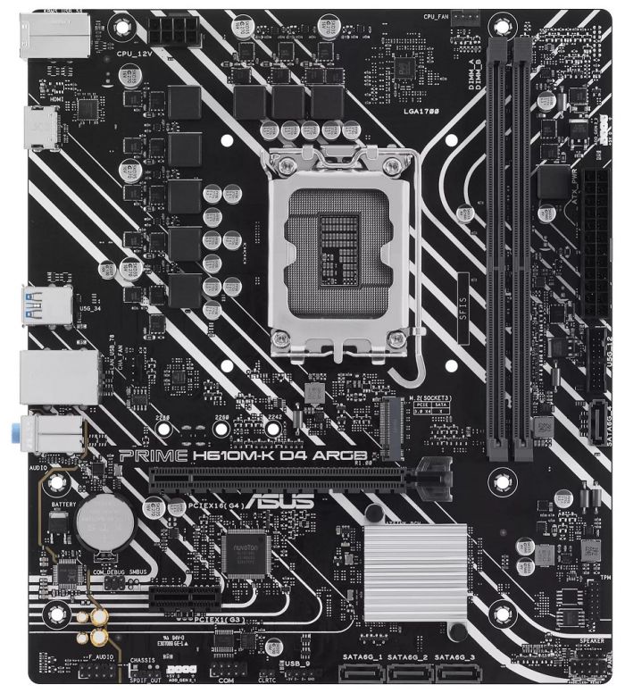 Материнcька плата ASUS PRIME H610M-K D4 ARGB s1700 H610 2xDDR4 M.2 HDMI D-Sub mATX ARGB
