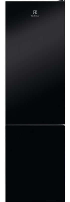 Холодильник Electrolux з нижн. мороз., 201x60х66, холод.відд.-244л, мороз.відд.-94л, 2дв., E, Combi, інв., диспл внутр., зона св-ті, чорний (скло)