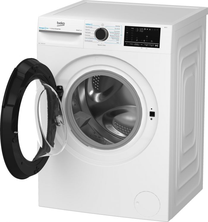 Пральна машина Beko фронтальна, 8кг, 1400, A, 55см, дисплей, інвертор, пара, білий