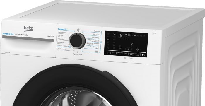 Пральна машина Beko фронтальна, 8кг, 1400, A, 55см, дисплей, інвертор, пара, білий