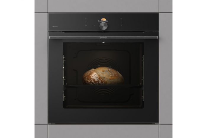Духова шафа Gorenje електрична, 77л, A+, TouchFree, дисплей, мультисист, Wi-Fi керування, піроліз, готув. на різн рівнях, чорний