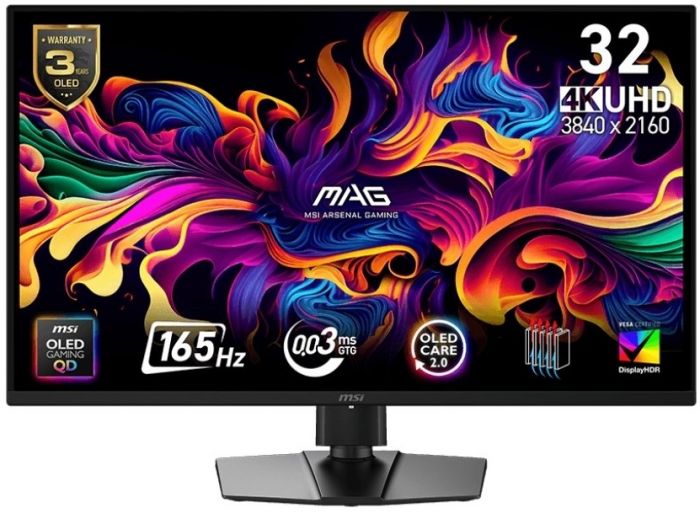 Монітор MSI 31.5" MAG 322UP-E16 2xHDMI, DP, USB-C, Audio, QD-OLED, 3840x2160, 165Hz, 0.03ms, sRGB 138%, FreeSync, HAS, HDR400