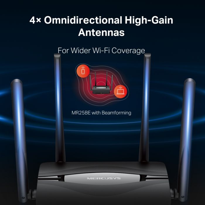 Маршрутизатор MERCUSYS MR25BE BE3600, 3xGE LAN, 1xGE WAN, MESH