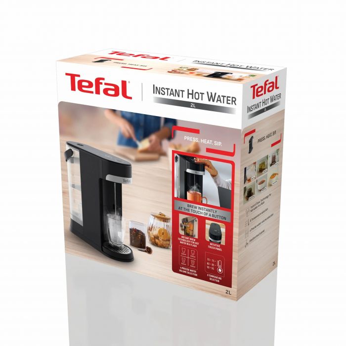 Електрочайник-диспенсер Tefal Instant Hot Water 2л, 5 темп.реж, миттєве нагрівання, сенc. управління, чорний