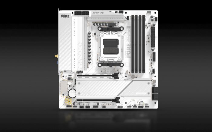 Материнcька плата SAPPHIRE PURE B850M WIFI sAM5 B850 4xDDR5 M.2 HDMI DP WiFi BT mATX білий