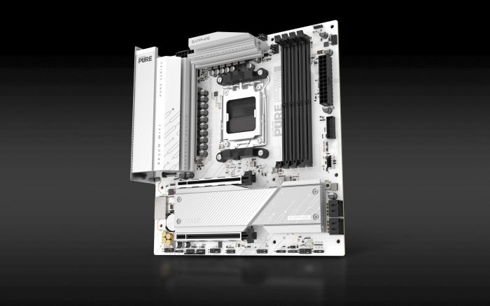 Материнcька плата SAPPHIRE PURE B850M WIFI sAM5 B850 4xDDR5 M.2 HDMI DP WiFi BT mATX білий