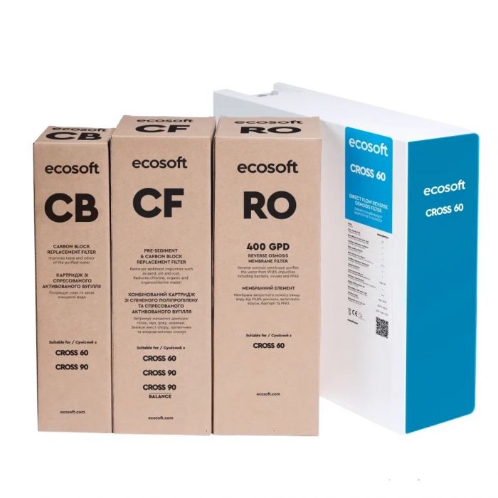 Фільтр зворотного осмосу Ecosoft Cross60, мембрана 400gpd