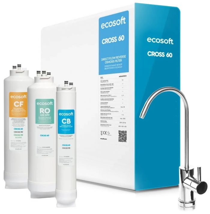 Фільтр зворотного осмосу Ecosoft Cross60, мембрана 400gpd