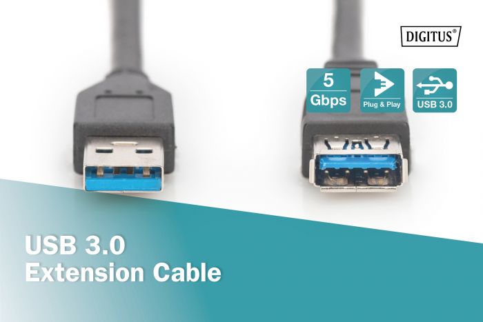 Кабель ASSMANN USB 3.0 (AM/AF) 3.0м, чорний