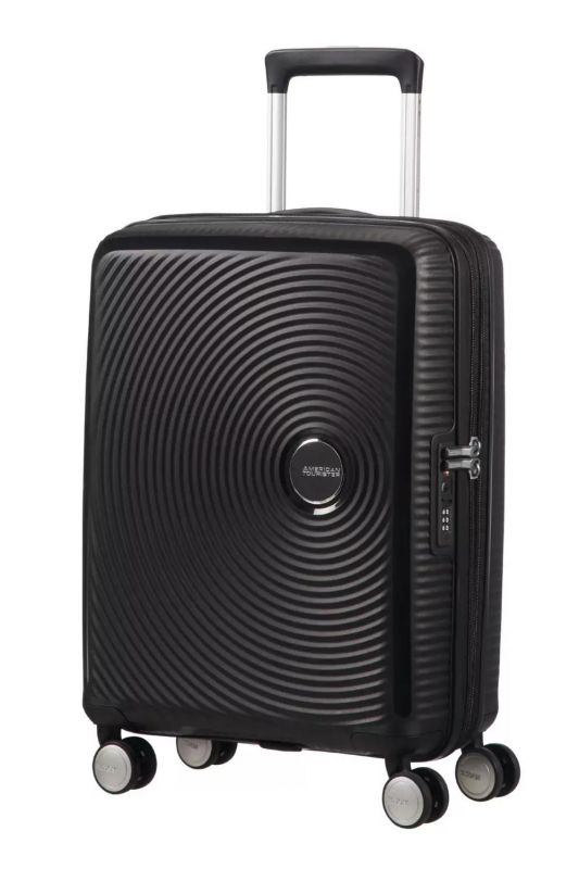 Валіза American Tourister, Soundbox, поліпропілен, мала, 55см, 35.5/41л, TSA, 4 колеса, EXP, чорний