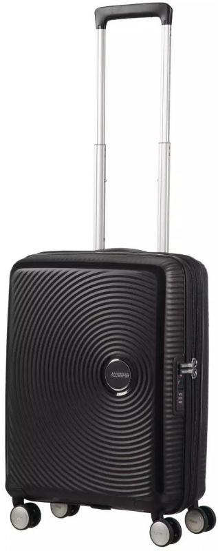 Валіза American Tourister, Soundbox, поліпропілен, мала, 55см, 35.5/41л, TSA, 4 колеса, EXP, чорний