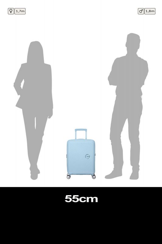 Валіза American Tourister, Soundbox, поліпропілен, мала, 55см, 35.5/41л, TSA, 4 колеса, EXP, пастельно-блакитний