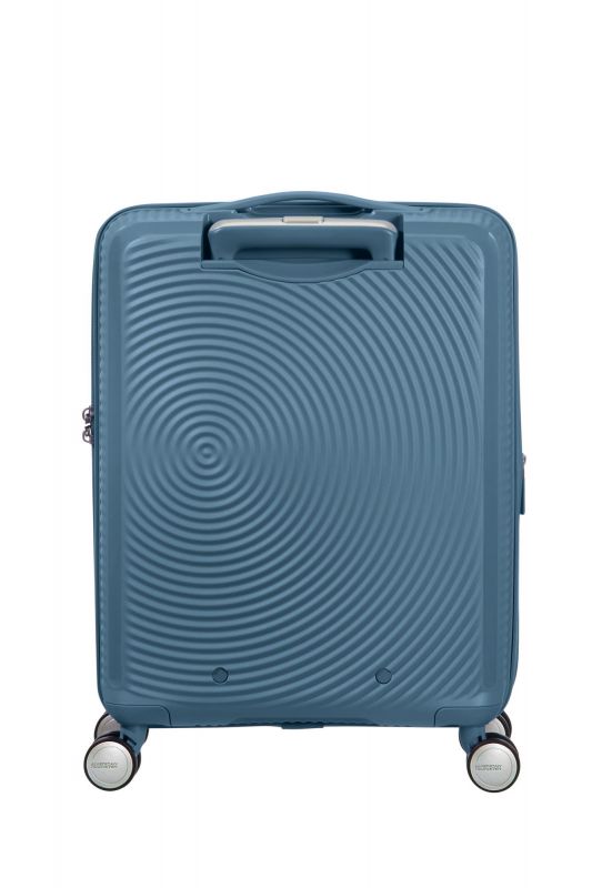 Валіза American Tourister, Soundbox, поліпропілен, мала, 55см, 35.5/41л, TSA, 4 колеса, EXP, сіро-синій