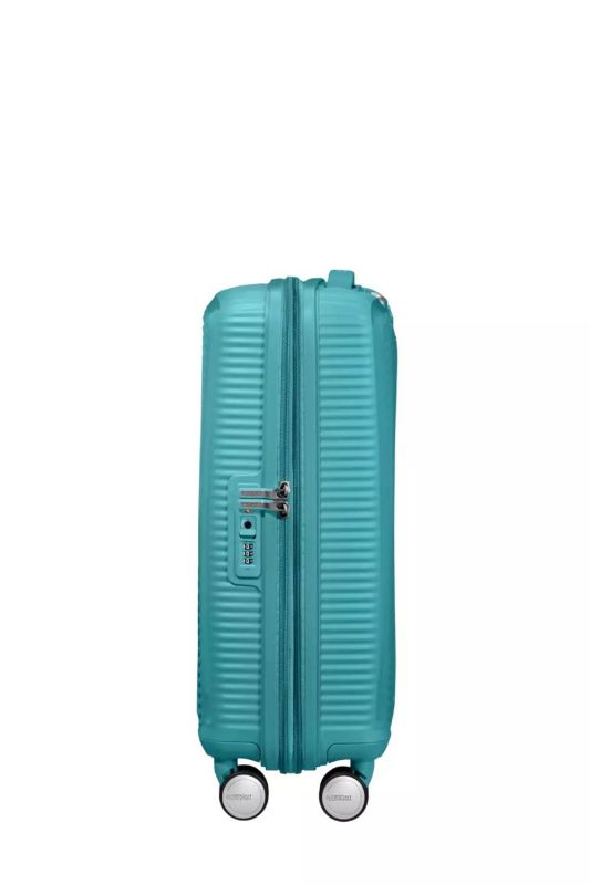 Валіза American Tourister, Soundbox, поліпропілен, мала, 55см, 35.5/41л, TSA, 4 колеса, EXP, бірюзовий