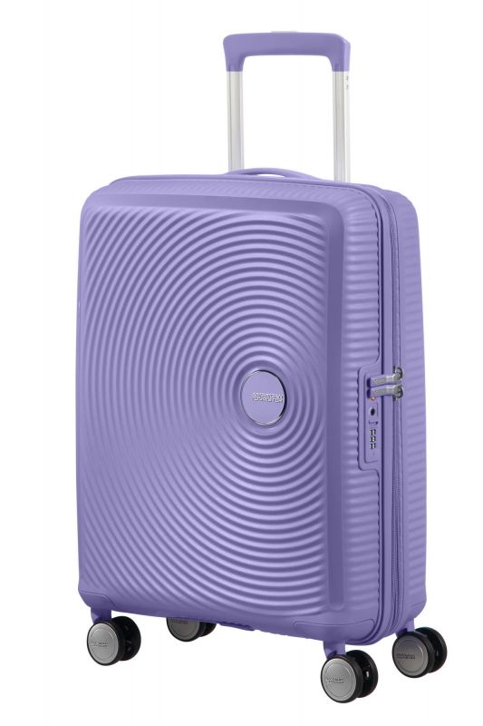 Валіза American Tourister, Soundbox, поліпропілен, мала, 55см, 35.5/41л, TSA, 4 колеса, EXP, лавандовий
