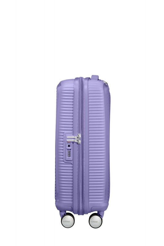 Валіза American Tourister, Soundbox, поліпропілен, мала, 55см, 35.5/41л, TSA, 4 колеса, EXP, лавандовий