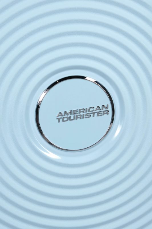 Валіза American Tourister, Soundbox, поліпропілен, середня, 67см, 71.5/81л, TSA, 4 колеса, EXP, пастельно-блакитний