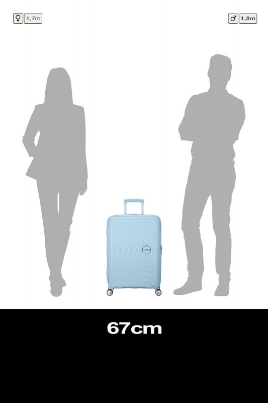 Валіза American Tourister, Soundbox, поліпропілен, середня, 67см, 71.5/81л, TSA, 4 колеса, EXP, пастельно-блакитний
