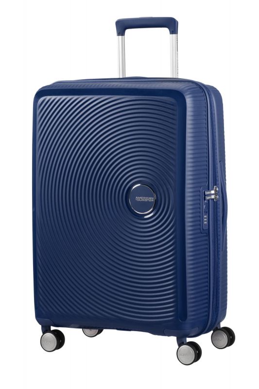 Валіза American Tourister, Soundbox, поліпропілен, середня, 67см, 71.5/81л, TSA, 4 колеса, EXP, темно-синій
