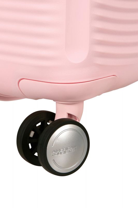 Валіза American Tourister, Soundbox, поліпропілен, середня, 67см, 71.5/81л, TSA, 4 колеса, EXP, пастельно-рожевий