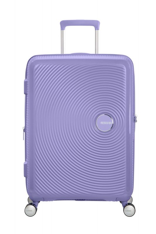 Валіза American Tourister, Soundbox, поліпропілен, середня, 67см, 71.5/81л, TSA, 4 колеса, EXP, лавандовий