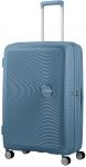 Валіза American Tourister, Soundbox, поліпропілен, велика, 77см,  97/110л, TSA, 4 колеса, EXP, сіро-синій