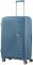 Валіза American Tourister, Soundbox, поліпропілен, велика, 77см,  97/110л, TSA, 4 колеса, EXP, сіро-синій