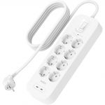 Подовжувач мережевий Belkin 2м, 8хТипF, 16А, USB-С/USB-C 30Вт, фільтр, білий