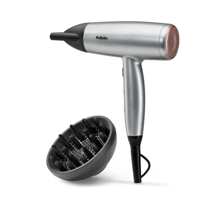 Фен Babyliss Cosmos, 2100Вт, 3 режими, іонізація, хол. обдув, 2 насадки, сірий