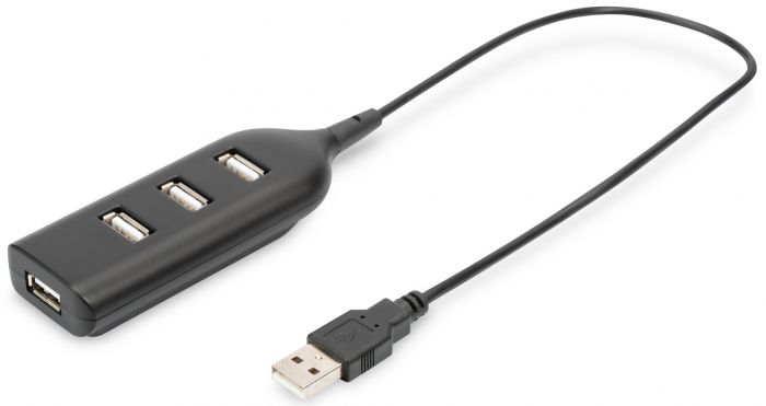 Концентратор DIGITUS USB 2.0, 4 порти, пасивний, чорний