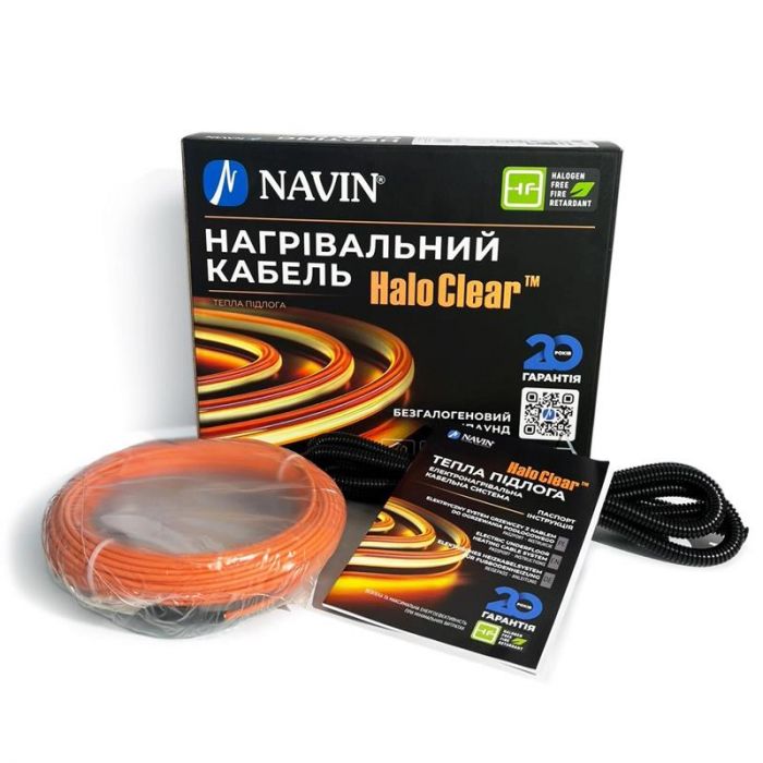 Кабель нагрівальний Navin HaloClear 18/100 двожильний для систем опалення 0.7м кв, 5.6м 100Вт 230В