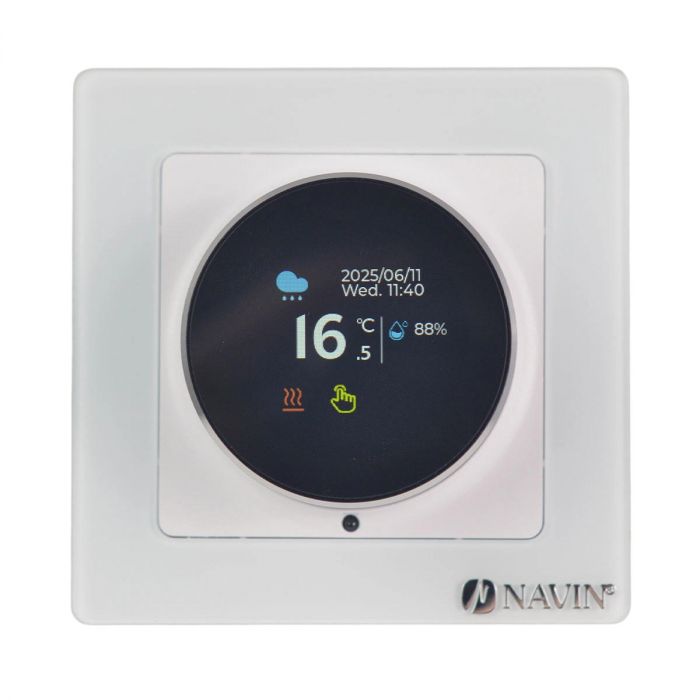 Терморегулятор Navin EH20R-16A 5...35 °C для теплої підлоги електронний Wi-Fi Tuya, Smart Life вбудований дротовий датчик 16A 230В білий