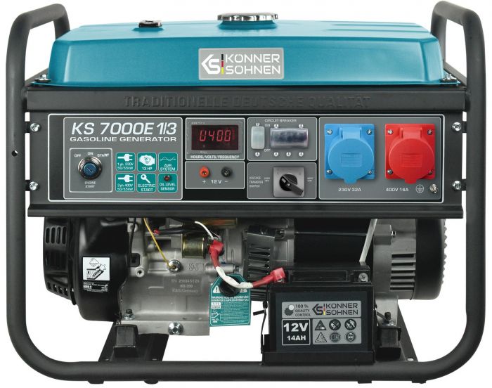 Генератор бензиновий Konner&Sohnen KS KS7000E1/3, 230/400В, 5/5.5кВт, 3Фази, електростартер, 81кг