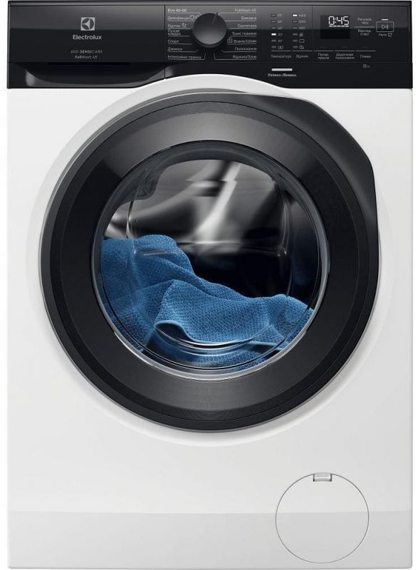 Пральна машина Electrolux фронтальна, 9кг, 1400, A, 66см, дисплей, пара, інвертор, білий