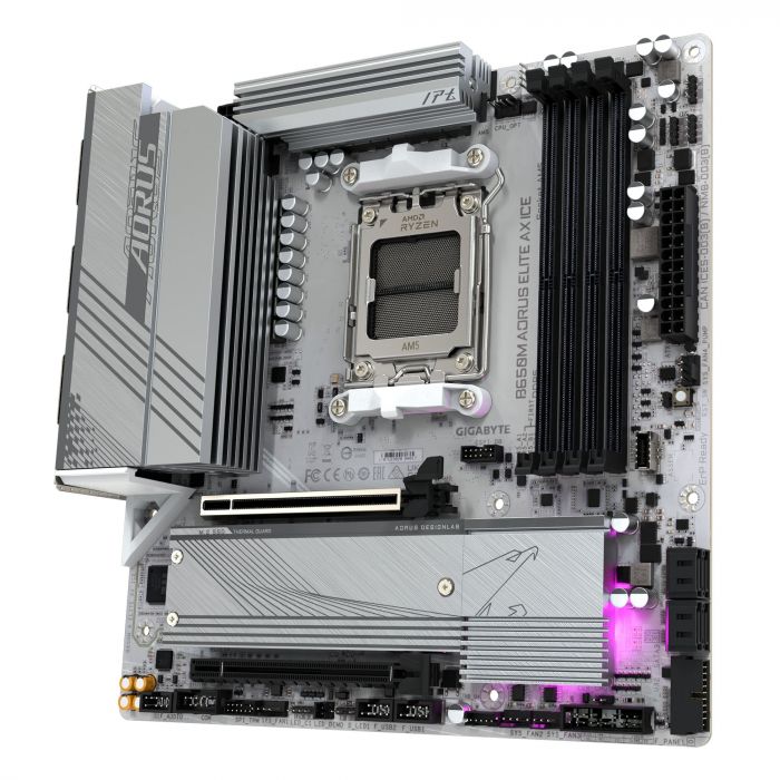Материнська плата GIGABYTE B650M A ELITE AX ICE sAM5 B650 4xDDR5 M.2 HDMI DP Wi-Fi mATX