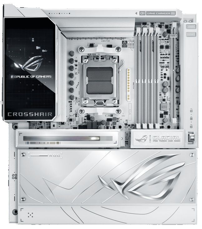 Материнcька плата ASUS ROG CROSSHAIR X870E GLACIAL sAM5 X870E 4xDDR5 M.2 USB Type-C Wi-Fi BT E-ATX білий